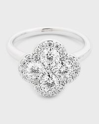 18K White Gold Diamond Flower Ring, Size 6.75, 1.93tcw