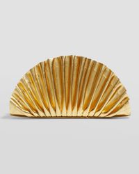 Nala Mini Pleated Metallic Leather Clutch Bag