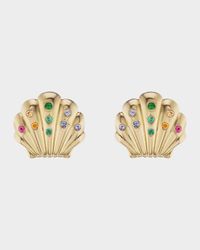 Small Shell Stud Earrings with Stones