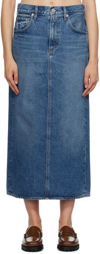Citizens of Humanity Blue Peri Denim Midi Skirt
