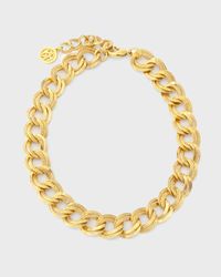 Gold Textured Link Chain Necklace