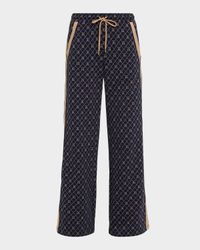 Ezra Nova Monogram Wide-Leg Drawstring Sweatpants