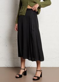 Sud Express - Jupe midi satinée - Taille L - Noir