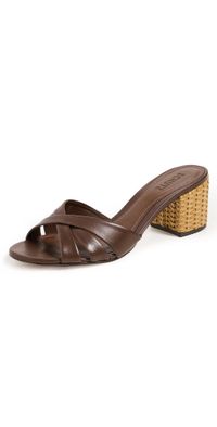 Schutz Keefa Straw Mules Desert Brown 8.5