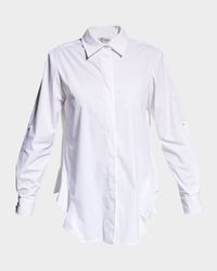 Agatha Side-Flounce Poplin Shirt