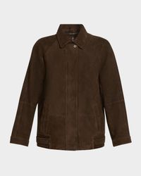 Bronze Raglan-Sleeve Suede Jacket