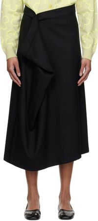 Kenzo Black Kenzo Paris Virgin Wool Midi Skirt