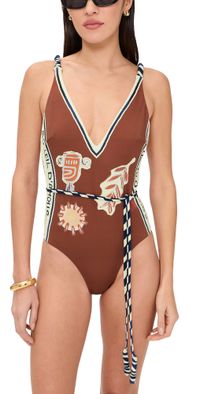 ALÉMAIS Soleil D'Amour V Neck One Piece Rust L