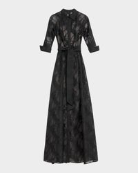 A-Line Organza Jacquard Shirt Gown