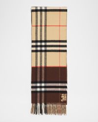 Men's Contrast Check Double-Faced Cashmere Scarf