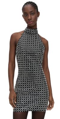 ROTATE Beaded Halterneck Dress Black 40