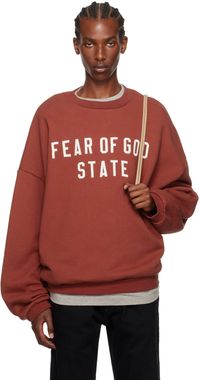 Fear of God ESSENTIALS Pull molletonné bourgogne à col ras du cou