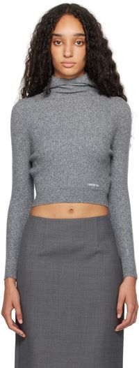 SHUSHU/TONG Gray Hooded Knit Hoodie
