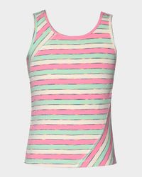 Girl's Ribbed Striped Tank Top, Size 4-14
