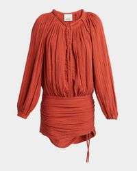 Jaoni Plunging Cotton Gauze Mini Dress