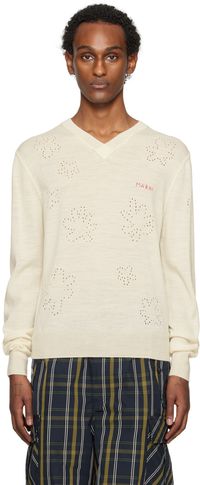 Marni Pull blanc cassé à col en V