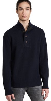Barbour Elbow Patch Button Sweater Navy M