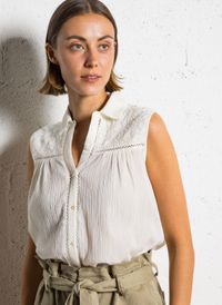 Sud Express - Chemise col classique en coton - Taille L - Blanc