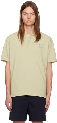 Maison Kitsuné Polo décontracté beige à écusson à logo de renard