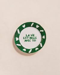 Emoi Emoi - L'assiette à dessert la vie est belle avec toi - Taille Unique - Blanc