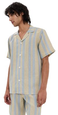 OAS Mist Strata Cuba Linen Shirt Multi M