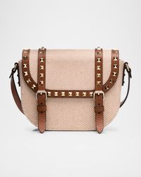 Rockstud Small Canvas Saddle Crossbody Bag