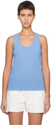 Bottega Veneta Blue Ribbed Tank Top