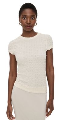 Enza Costa Puckered Cap Sleeve Vanilla L