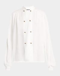 Double-Breasted Silk Blouse