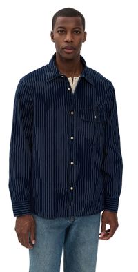 Madewell Indigo-Dyed Stripe Work Shirt Indigo Stripe XL