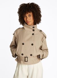 Tommy Hilfiger - Veste trench courte en coton bio - Taille 42 - Beige