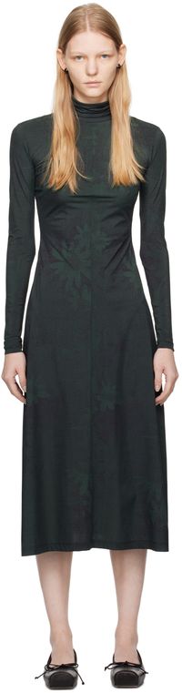 MM6 Maison Margiela Green Printed Maxi Dress
