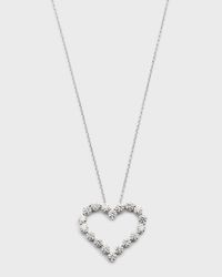 18K White Gold Round Diamond Heart Pendant Necklace, 18"L, 2.0tcw, 18" Chain; 0.87" x 1" Heart