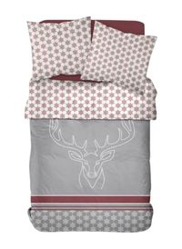 Today Linge De Maison - Parure de lit imprimé en coton - Taille 260x240 cm - Gris