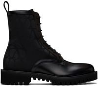 Valentino Garavani Black Toile Iconographe Combat Boots