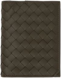 Bottega Veneta Brown Intrecciato Piccolo Flap Card Holder