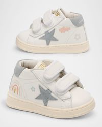 Girl's June Leather Pastel Drawing Sneakers, Baby/Toddler