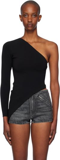 Alexander Wang Black Asymmetric Long-Sleeve Top