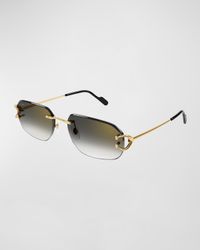 Men's Rimless Metal Rectangle Sunglasses