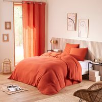 Coton Pur - Pack complet 4 pièces noah gaze de coton 240 x 220 pour lit 2 places 140 cm - Taille 240x220 cm - Rouge