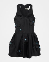 Floral Beaded Satin Halter Dress