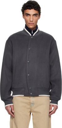 Axel Arigato Gray Typo Varsity Bomber Jacket