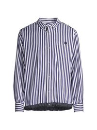 Men's Thomas Mason Cotton Poplin Shirt - Navy Stripe - Size XL