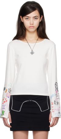 I'm Sorry by Petra Collins SSENSE Exclusive White JennyFax Edition Long Sleeve T-shirt
