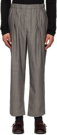 Róhe Gray Tapered Elasticated Pleated Trousers