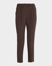 Silk Crepe Cady Straight-leg Ankle Pull-On Pants