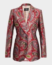 Floral Brocade Single-Breasted Jacket