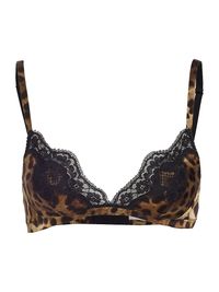 Women's Leopard Silk-Blend Triangle Bra - Leopard - Size XL