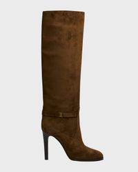 Diane Suede YSL Buckle Knee Boots