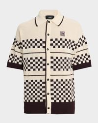 Men's Checkered Mesh Short-Sleeve Shirt